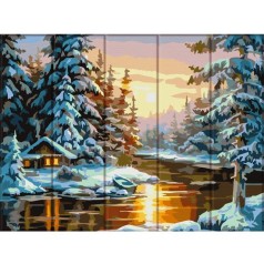 Картина по номерам на дереве "Зима"