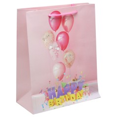 Пакет бумажный "Нарру Birthday", розовый