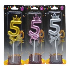 Свічка-цифра "5" з короною (37179)