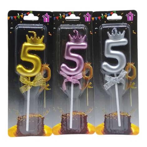 Свічка-цифра "5" з короною (37179)