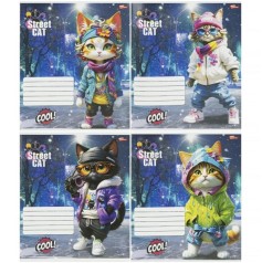 Тетрадь 12л клетка "Street Cat" (20 экземпляров, микс)