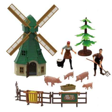 Ферма 58 элементов, трактор на батарейках, звуки, подсветка, игровые фигурки, ветряная мельница, дом, в коробке