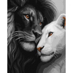 Картина по номерам "Влюбленные львы" 40х50см