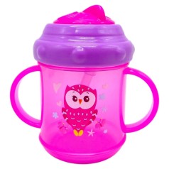Поилка-непроливайка с ручками и силиконовой трубочкой 200 мл (РОЗОВАЯ)