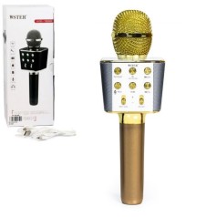 Беспроводной караоке микрофон, золотой