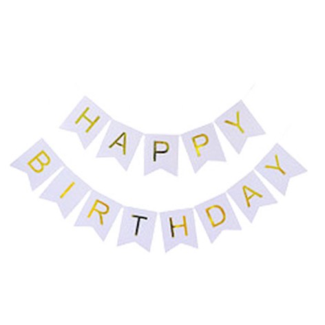 Гирлянда-растяжка флажки "Happy birthday" 12*16см-5м, серебро