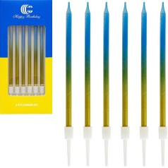 Набор свечей для торта 6шт, желто-голубой