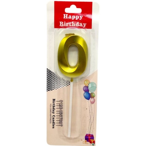 Свеча для торта "Цифра 0" (ЗОЛОТО)