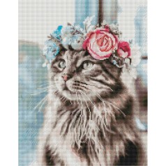 Алмазная мозаика "Кошка в веночке" 40х50 см