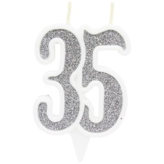 Свечка декоративная "35", серебро