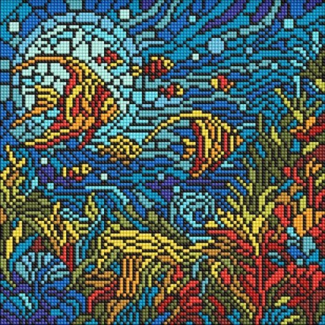 Алмазная мозаика - "Витраж. Морской мир" ©art_selena_ua, 30х30см