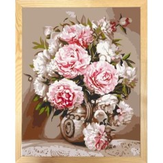 Картина по номерам с багетной рамкой "Нежные пионы" 40х50 см
