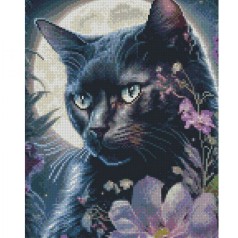 Алмазная мозаика "Черный котик" 30х40 см