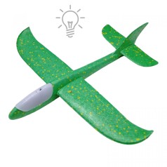 Пенопластовый самолет пенолет, 48 см, со светом (зеленый)