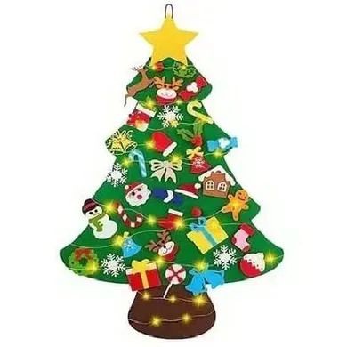 Набор для творчества "Фетровая елка", игрушки на липучках + гирлянда (высота - 97 см)