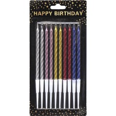 Набор свечей для торта, 10 шт, металлик спираль