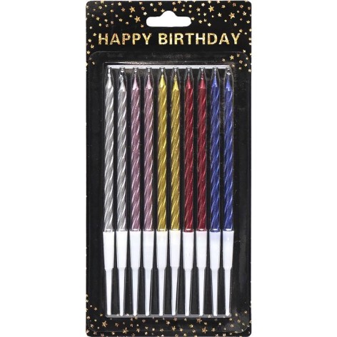 Набор свечей для торта, 10 шт, металлик спираль