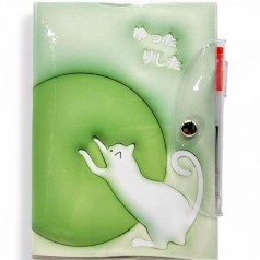 Блокнот А5; 60 арк.+ ручка (котик) зелений