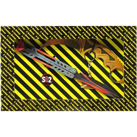 BOX Сувенирный SO-2 "Бабочка BLACK WIDOW & Керамбит GOLD"