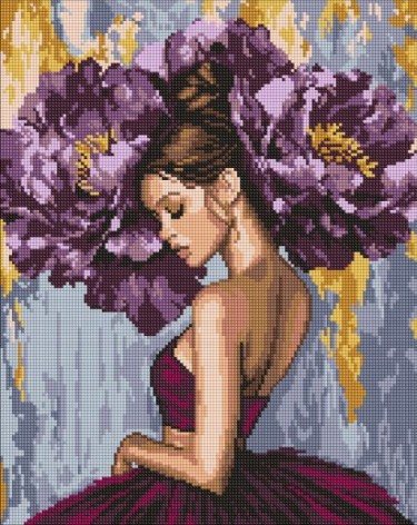 Алмазная мозаика - "Балерина с пурпурными пионами" ©art_selena_ua, 40х50см