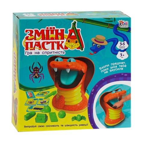 Гра "Зміїна пастка" 38265 "4FUN Game Club", ігрова платформа, 10 карток, 10 предметів, в коробці