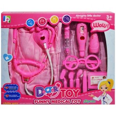 Набор врача "Doctor Toy' с костюмом, розовый