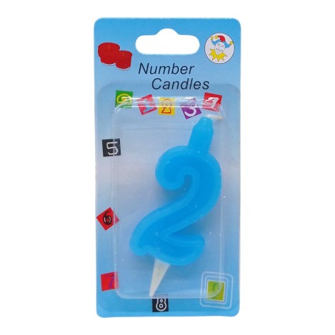 Свічка-цифра блакитна "2" 7см (41350)