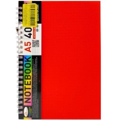 Блокнот А5, 40 л., пластик, пружина сбоку (КРАСНЫЙ)