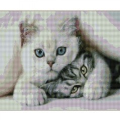 Алмазная мозаика "Котики под одеялом" 30х40 см
