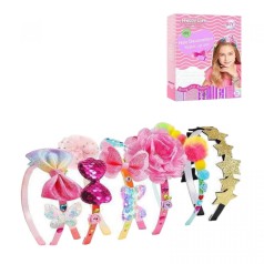 Набор украшений 6 обручей, декоративные текстильные элементы, двусторонние наклейки-фиксаторы, в коробке.