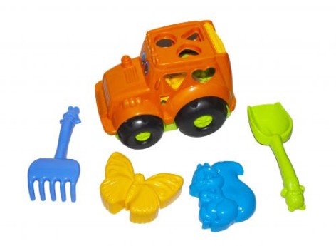 Сортер-трактор "Коник" №2 (помаранчевий) з пісочним набором