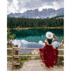 Картина по номерам "Девушка в белой шляпе" 40х50 см