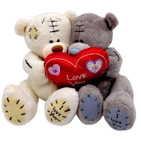 Мягкие игрушки "Пара Мишек" 16 см (СЕРЫЙ+БЕЛЫЙ)