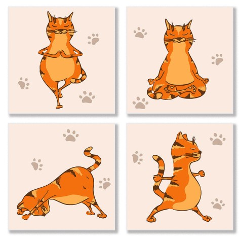 Картина за номерами "Поліптих: Yoga-cat" ??