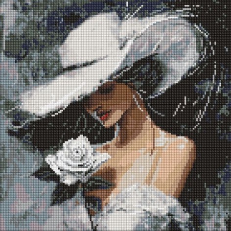 Алмазная мозаика - "Белая роза" ©art_selena_ua, 40х40см