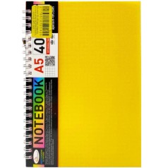 Блокнот А5, 40 л., пластик, пружина сбоку (ЖЕЛТЫЙ)