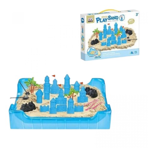 Кинетический песок 500г песка, песочница, инструменты, формы, в коробке