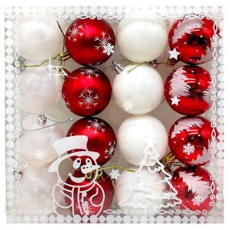 Новорічні прикраси,16 штук, кульки, D = 6 см, в слюді