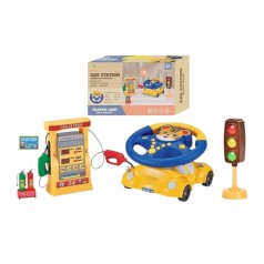 Руль ТИГРЕНОК, светофор, заправочная станция, подсветка, звук, мелодии, машина-подставка, в коробке