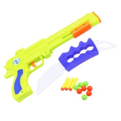 Игровой набор "Пистолет + нож" с патронами (желтый)
