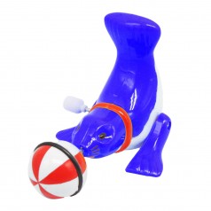 Заводная игрушка "Тюлень с мячиком", синяя