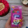 Свеча-цифра цветная с блестками "4" 6 см