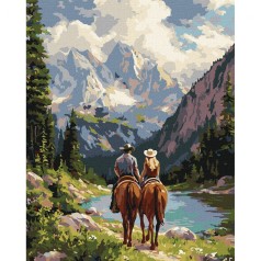 Картина по номерам "Пара всадников в горах" 40х50см