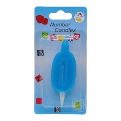 Свічка-цифра блакитна "0" 7см (41349)