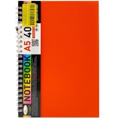 Блокнот А5, 40 л., пластик, пружина сбоку (КОРАЛОВЫЙ)