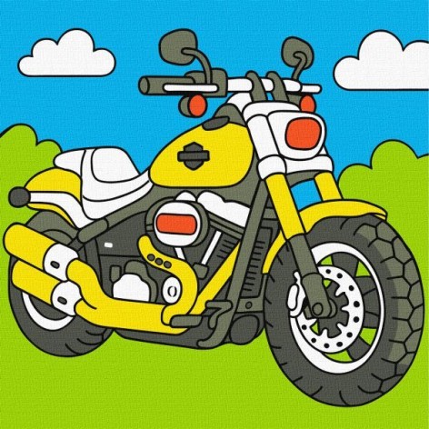 Картина по номерам - Мечта маленького байкера 25х25 см