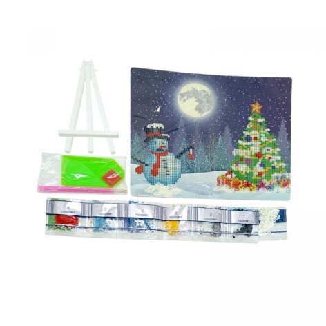 Алмазная мозаика Снеговик и Елка 21*25 см