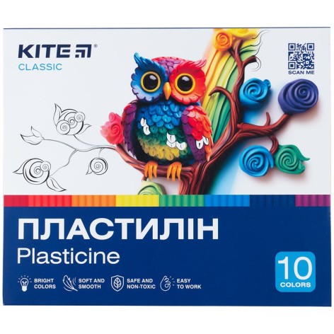 Пластилин, 10 цветов, 200 г. Kite Classic