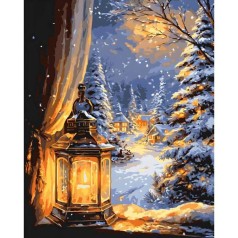 Картина по номерам "Пейзаж. Зимняя ночь" 40х50 см