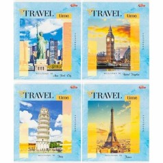 Зошит 96л клітинка "Travel" "Мрії здійснюються" (46618) (8 примірників, мікс)